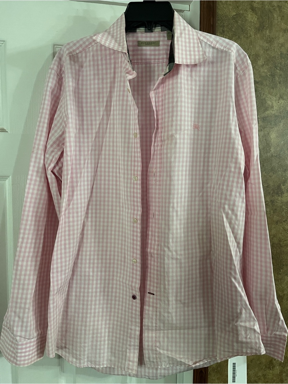 Burberry Pink Gingham Button-Up Dress Shirt